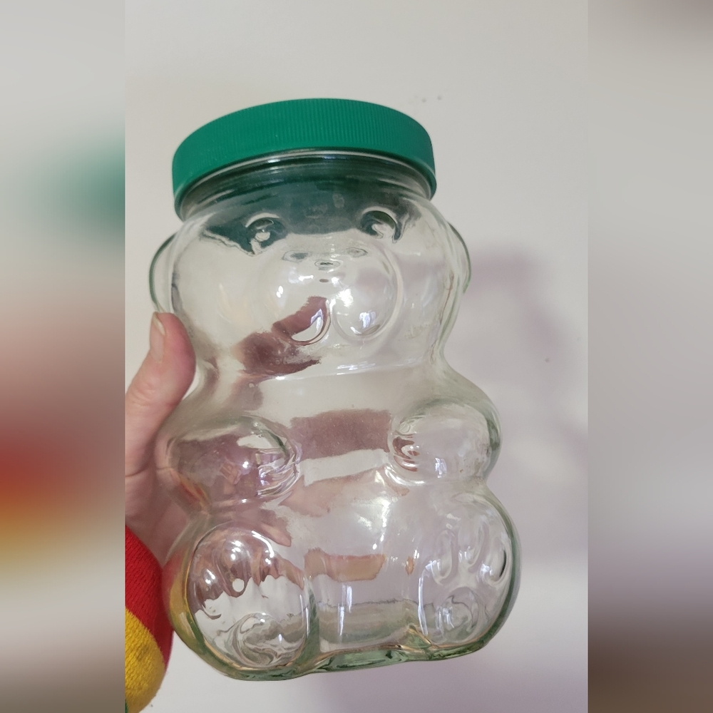 Vintage KRAFT Peanut Butter Bear Glass Jar~ Piggybank